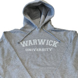 Premium lightweight hoodie in grey with Warwick University printed in white across the chest