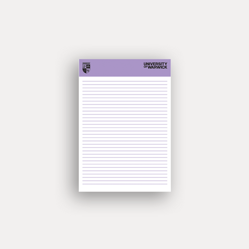 Capture ideas, notes and reminders with the University of Warwick A4 notepad. Featuring 50 sheets and distinctive Warwick branding, it's ideal for lecture notes, meeting minutes, project planning and everyday organisation.