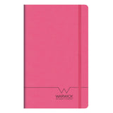 Pink A5 lined branded notebook with Warwick keyline logo debossed to the front cover