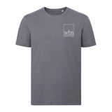 WBS mens cotton tshirt in grey with Warwick Business School logo embroidered in white on the left chest.