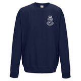 University sweatshirts in navy with the University of Warwick crest embroidered in white to the left breast.