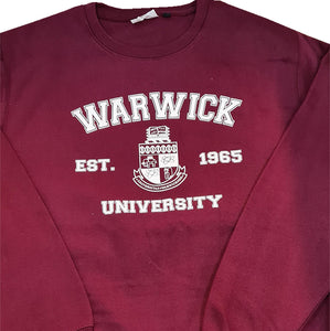 Warwick unisex sweatshirt in navy with Warwick University, Warwick crest and est. 1965 printed on the front in white