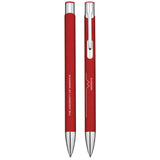 University of Warwick red ballpoint pen with silver chrome fittings
